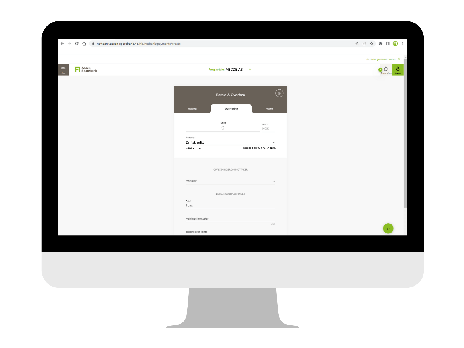 Nettbank bedrift betaling